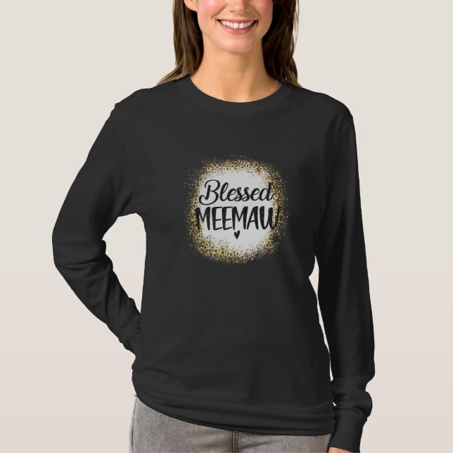 Blessed Meemaw Leopard  Best Mom Ever Mother's Day T-Shirt (Front)