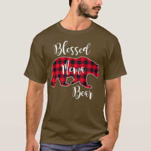 Blessed Mema Bear Red Buffalo Check Plaid Fun Gran T-Shirt
