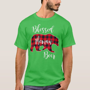 Blessed Memaw Bear Red Buffalo Check Plaid Fun Gra T-Shirt