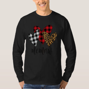 Blessed memaw leopard Buffalo Plaid memaw T-Shirt