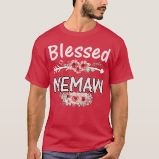 Blessed Memaw Mum Life Cute Floral Flower Mothers  T-Shirt