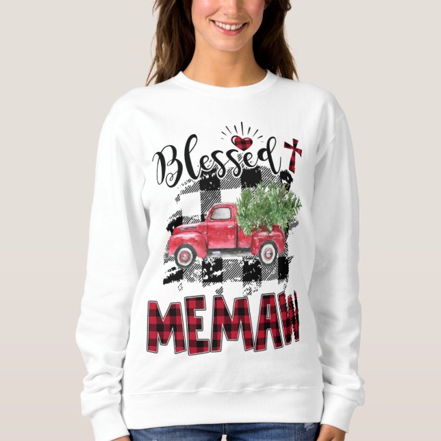 Blessed Memaw Red plaid Christmas Sweatshirt (Front)