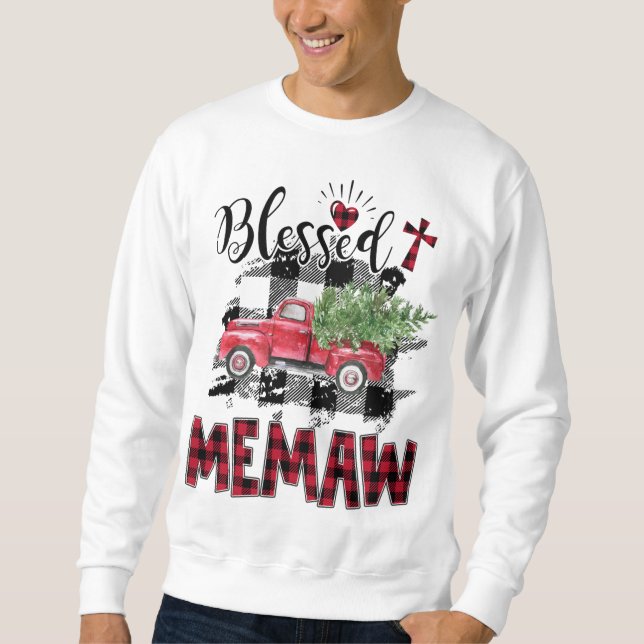 Blessed Memaw Red-plaid Christmas Sweatshirt (Front)