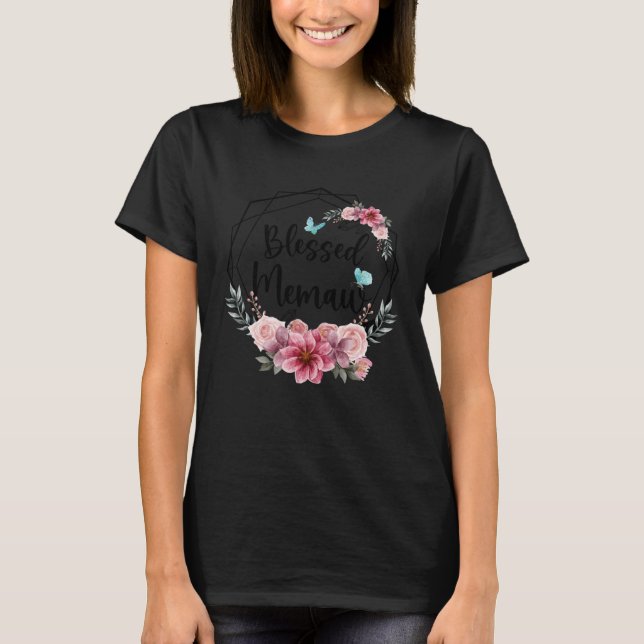 Blessed Memaw with Floral Mother s Day 2023 T-Shirt (Front)