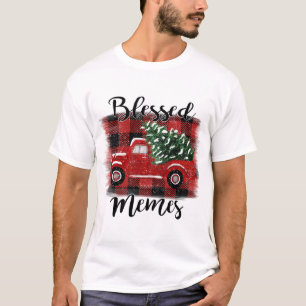 Blessed Memes Red Truck Vintage Christmas Tree T-Shirt