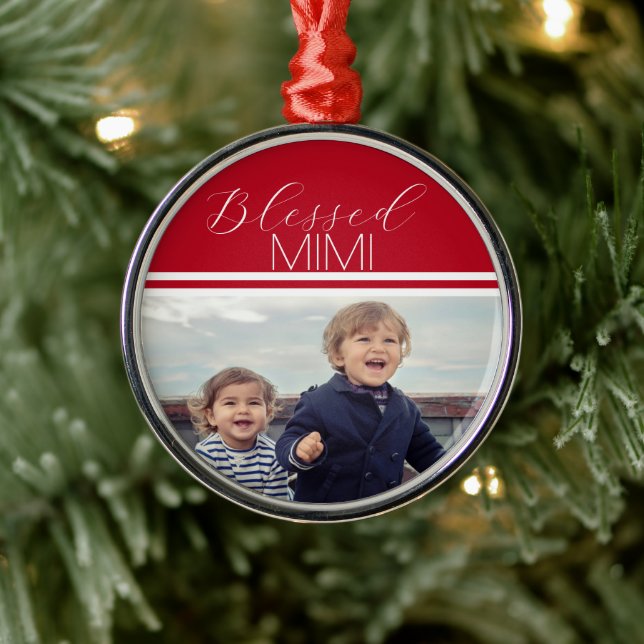 Blessed MIMI custom photo  Metal Tree Decoration (Tree)