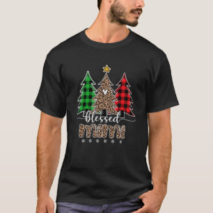 Blessed Mimi Leopard Christmas Pine Tree Red Plaid T-Shirt