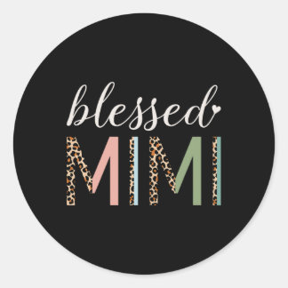 Blessed Mimi Leopard For Cute Mimi Grandma Mothers Classic Round Sticker