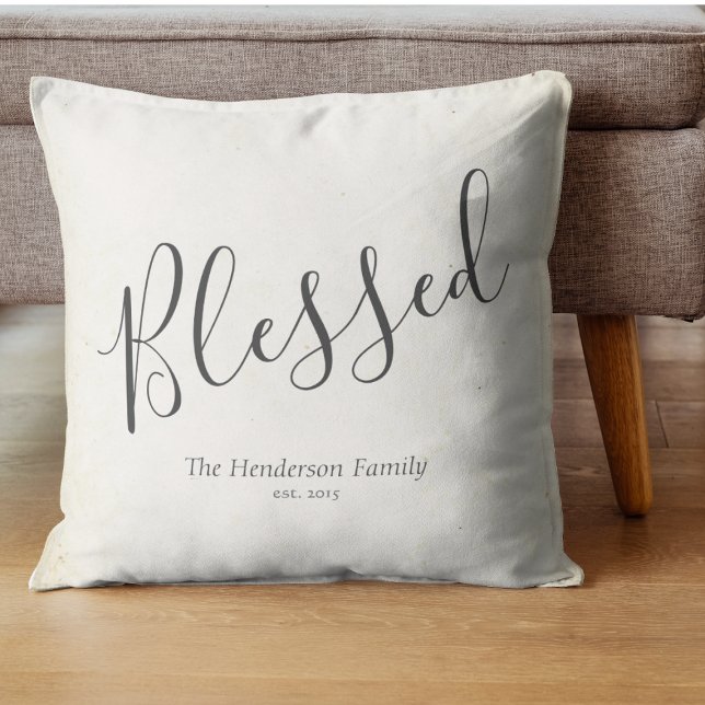 Blessed Minimalist Personalised Typography Cushion (Creator Uploaded)