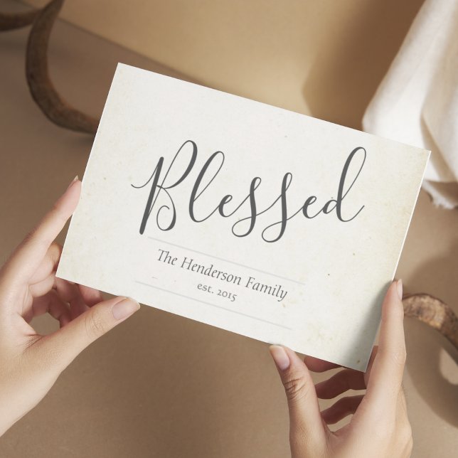 Blessed Minimalist Personalised Typography Note Card (Blessed Typography Note Card)