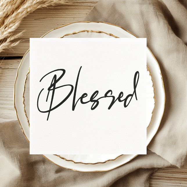 Blessed Minimalist Script Thanksgiving  Napkin (Creator Uploaded)