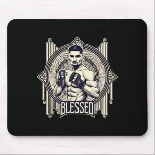 Blessed Mma Bjj Kickboxing Muay Thai Boxing Cage F Mouse Pad