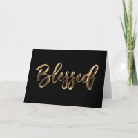 Blessed Modern Black and Gold Script Elegant Chic