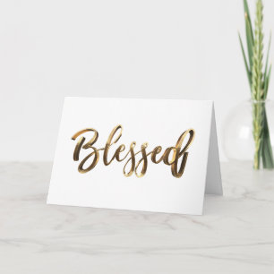 Blessed Modern Faux Gold Script Elegant Card