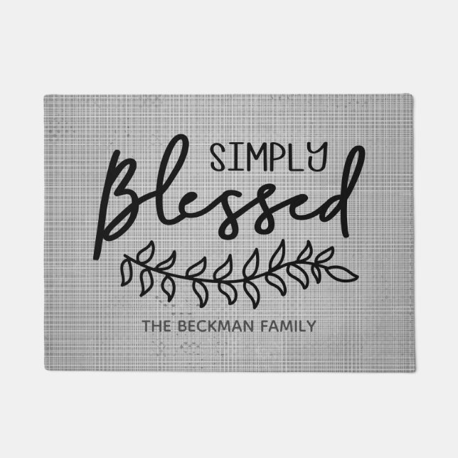 Blessed Modern Rustic Farmhouse - Add Family Name Doormat (Front)