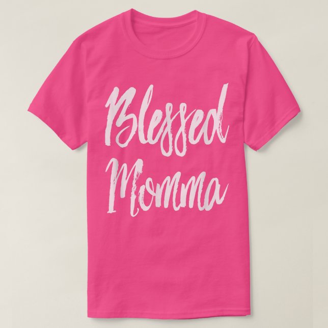 Blessed MommaMom Script Writing T  T-Shirt (Design Front)