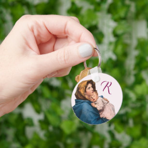 Blessed Mother Customisable Prayer w/ Monogram Key Ring