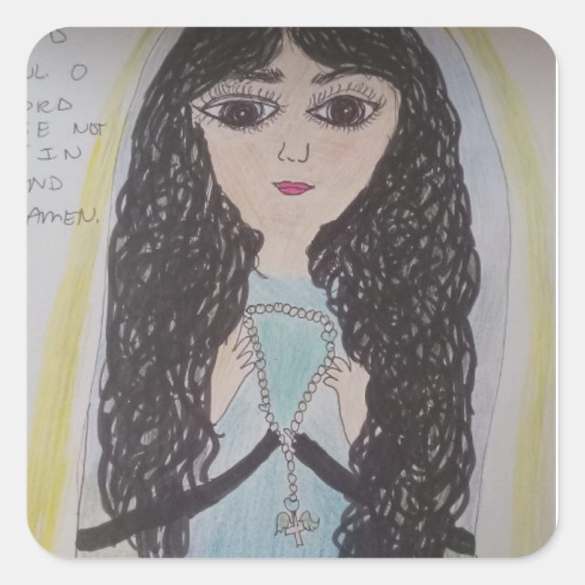 Blessed Mother full of Prayers Square Sticker (Front)