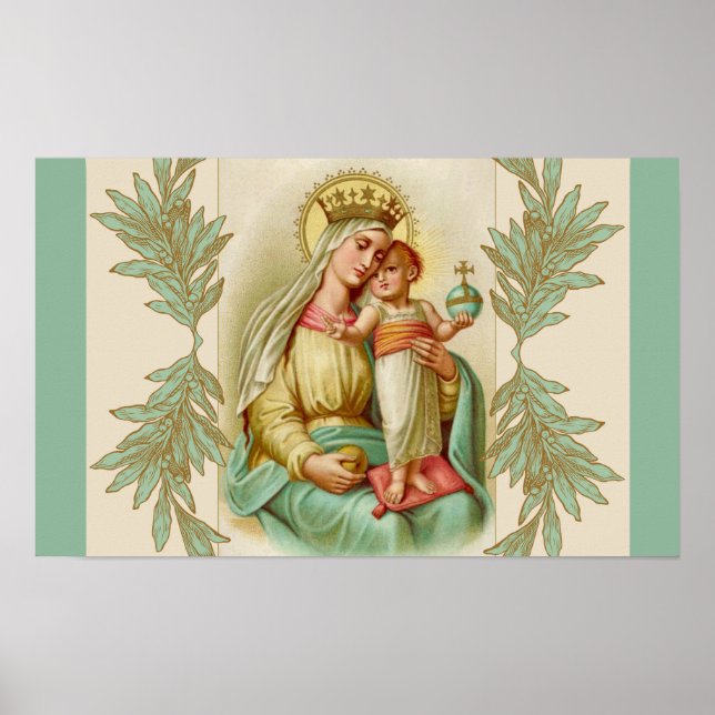 Blessed Mother holding the Child Jesus Globe Poster (Front)