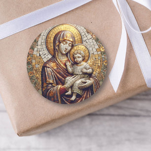 Blessed Mother Mary and Baby Jesus   Christmas Classic Round Sticker