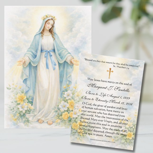 Blessed Mother Mary  Catholic Funeral Memorial  Business Card (Creator Uploaded)