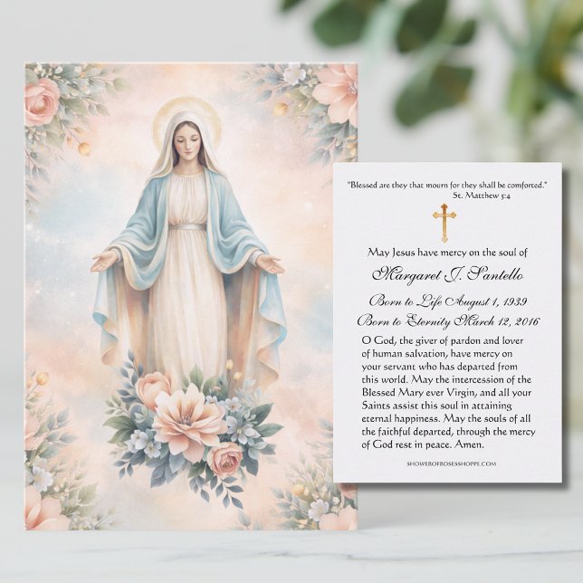 Blessed Mother Mary  Catholic Funeral Memorial  Business Card (Creator Uploaded)