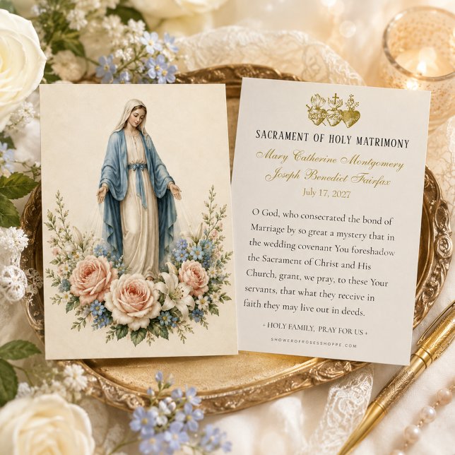 Blessed Mother Mary Catholic Wedding Prayer Cards (Creator Uploaded)