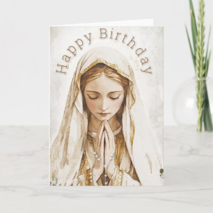 Blessed Mother Mary Praying with Rosary  Thank You Card