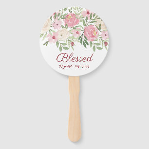 Blessed Mother's Day Brunch Pink Floral  Hand Fan