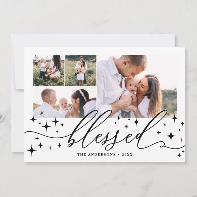 Blessed multi photo elegant star holiday (Front)