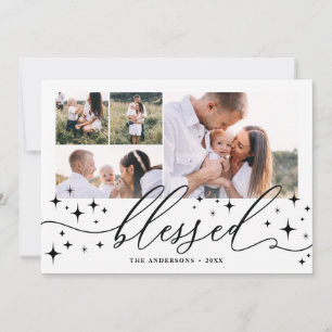 Blessed multi photo elegant star winter holiday card
