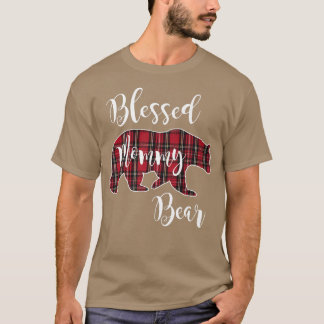 Blessed Mum Bear Buffalo Check Plaid Pattern Mama  T-Shirt
