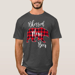 Blessed Mum Bear Buffalo Check Plaid Pattern Mama T-Shirt