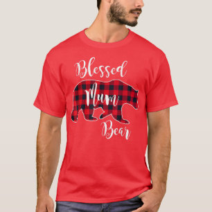 Blessed Mum Bear Buffalo Check Plaid Pattern Mama T-Shirt