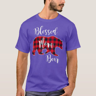 Blessed Mum Bear Buffalo Check Plaid Pattern Mama T-Shirt