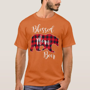 Blessed Mum Bear Buffalo Check Plaid Pattern Mama T-Shirt