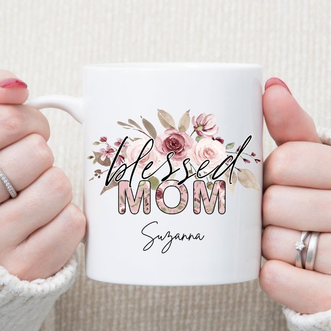 Blessed Mum Floral Mother's Day Coffee Mug (Creator Uploaded)