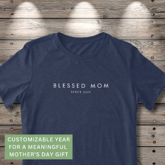 Blessed Mum Modern Mothers Day Custom Year Minimal Tri-Blend Shirt