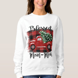 Blessed Mum-Mum Red Truck Vintage Christmas Tree Sweatshirt