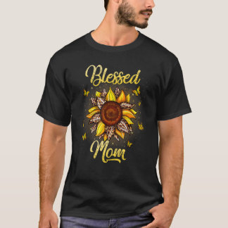 Blessed Mum Sunflower Leopard Butterfly  Mother's  T-Shirt
