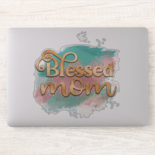 Blessed Mum Teal Pink and Gold Glitter Typography