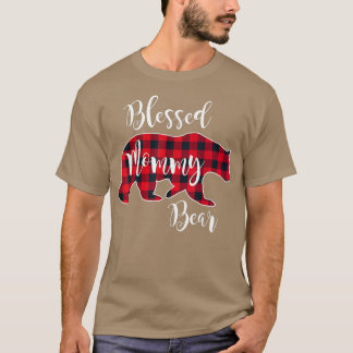 Blessed Mummy Bear Buffalo Check Plaid Pattern Mam T-Shirt