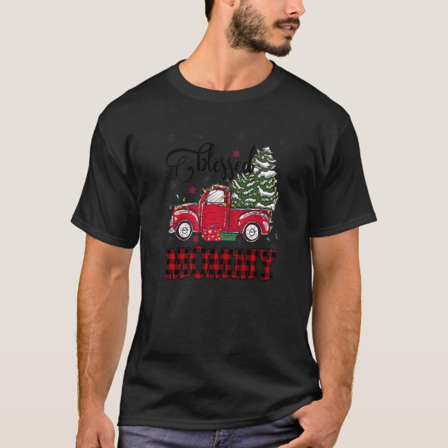 Blessed Mummy  Christmas Family Lights Truck Red T T-Shirt (Front)