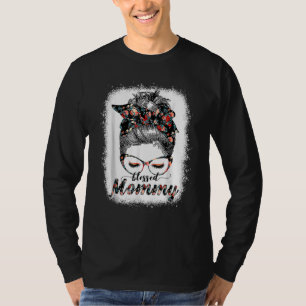 Blessed Mummy Messy Bun Women Happy Easter T-Shirt