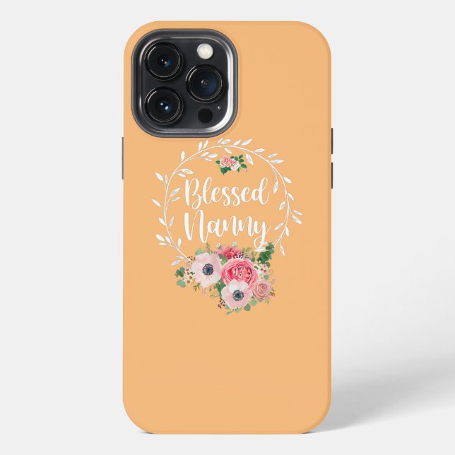 Blessed Nanny Flower Decor Funny  iPhone Case (Back)