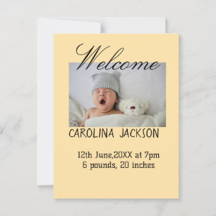 Blessed new born photo modern birth announcement  postcard