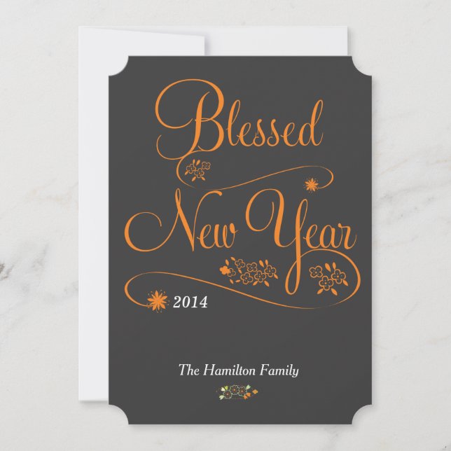 blessed new year holiday card (Front)