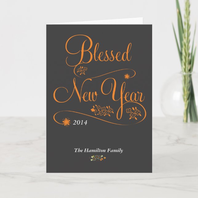 blessed new year holiday card (Front)