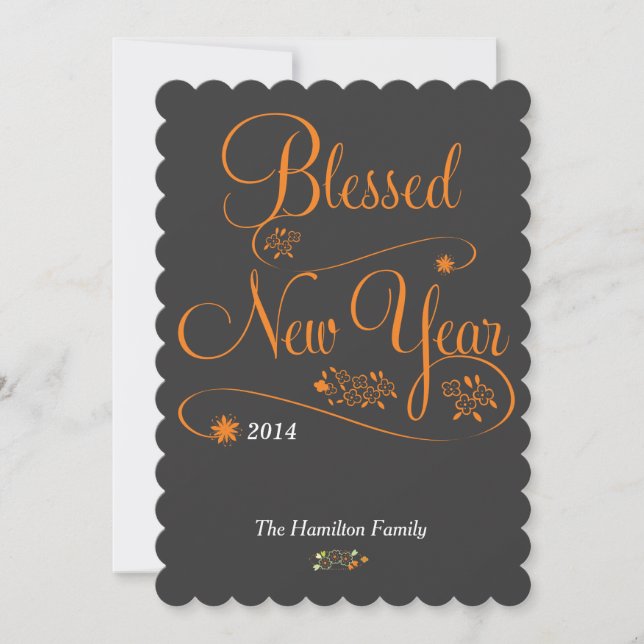 blessed new year holiday card (Front)