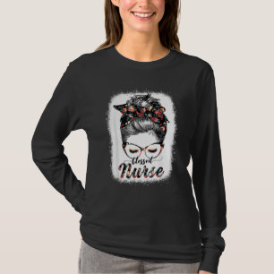 Blessed Nurse Messy Bun Women Happy Easter Mother' T-Shirt